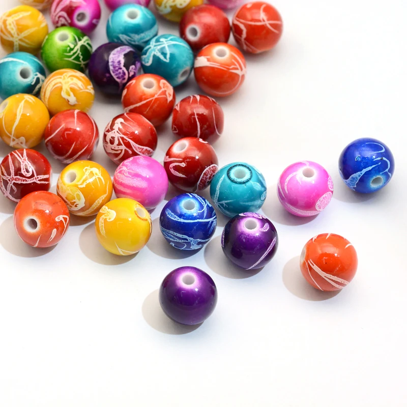 

500g Spray Painted Drawbench Acrylic Round Beads Mixed Color 6mm/10mm/12mm/20mm Hole: 1.5mm/2mm/3mm about 110~4200pcs/500g