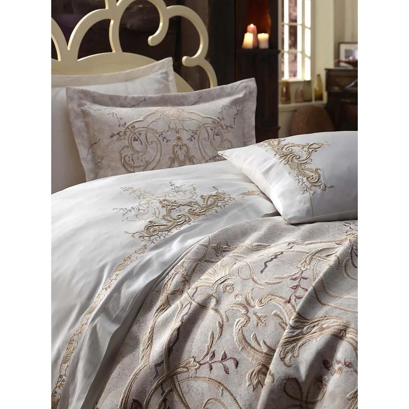 

Ruching Olivia Nevresimli Bed Cover Set