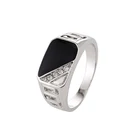 Мужское черное кольцо, Размер 7-12, классические серебристые кольца, стразы из эмали, лучший подарок, ювелирные аксессуары