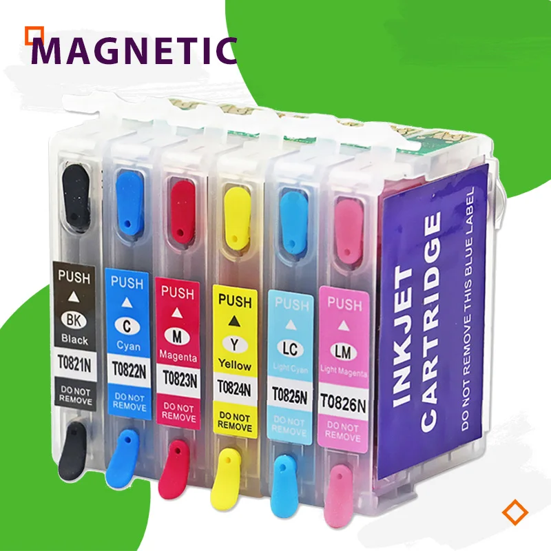 T0821Refillable чернильный картридж для Epson Stylus R270 R390 RX590 T50 TX700W TX800W TX720 TX700 TX800 RX610 принтеры