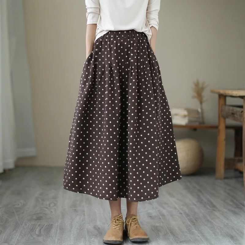 

Женская длинная юбка в горошек, повседневная винтажная модная юбка Муслима