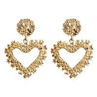 za gold heart dangle earrings for women girls za new korean brincos irregular earring 2019 gold fashion bohemian jewelry