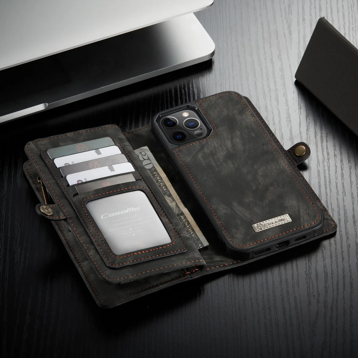 Роскошный флип чехол Caseme из натуральной кожи для IPhone 11 12 Pro 11Pro X XS Max XR 7 8 Plus