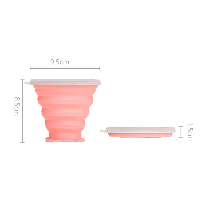 Силиконовая складная дорожная чашка портативная для воды 260 мл улицы с крышкой и