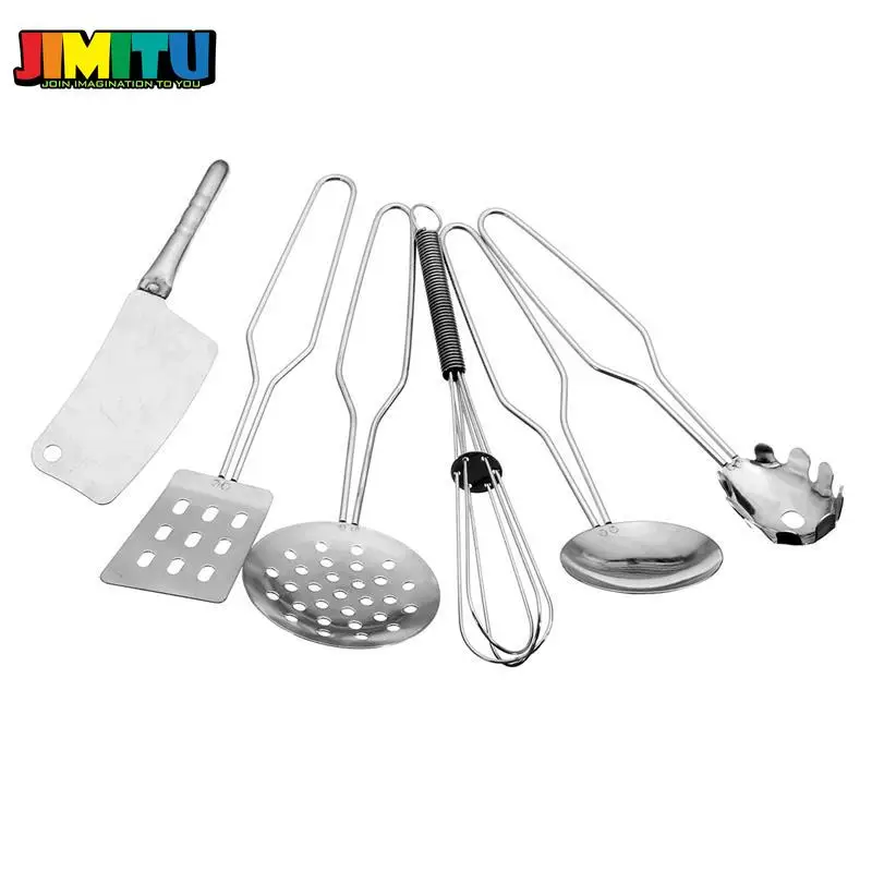 JIMITU Luxury Stainless Steel 16PCS Kitchen Cooking Play House Toys For Kids Mini Model Kitchenware Cookware Kit |