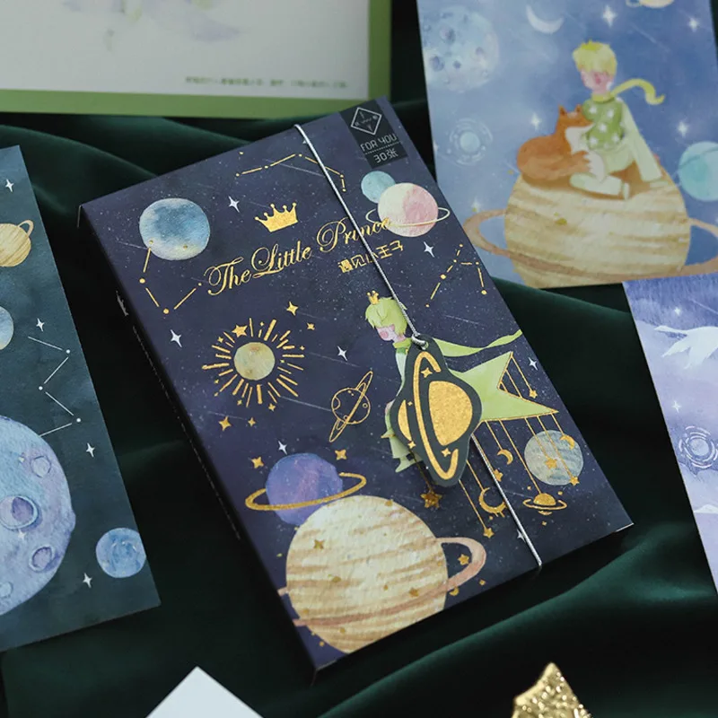 

30pcs Little Prince Fox Planet Postcard Writable Decoration Cards Journal Wall Sticker Photo Props Greeting Paper Stationery