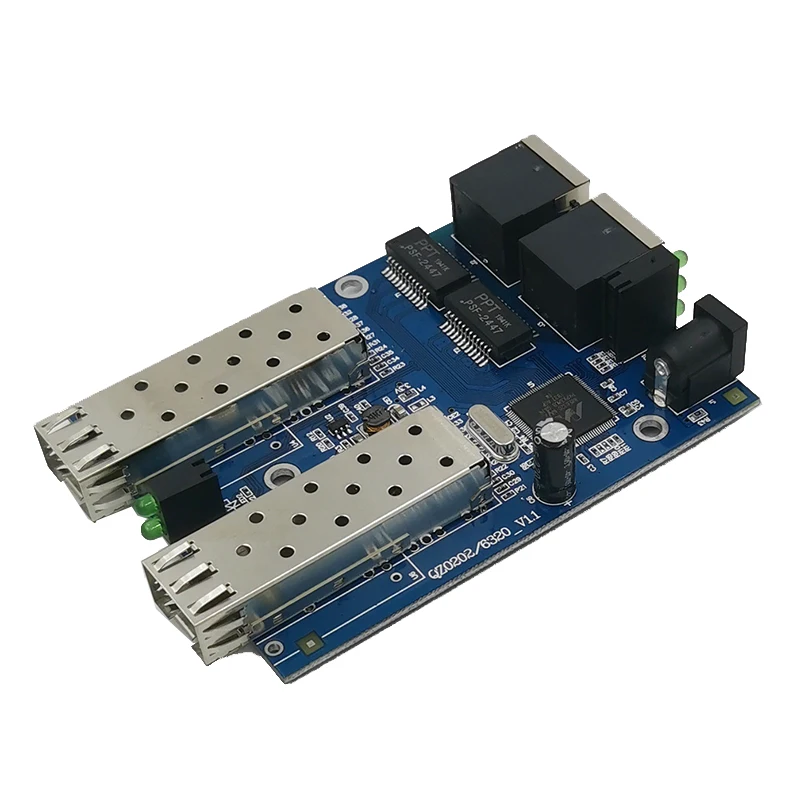 Ethernet волоконно оптический 2 порта SFP RJ45 UTP 10/100/1000 м медиаконвертер гигабитный