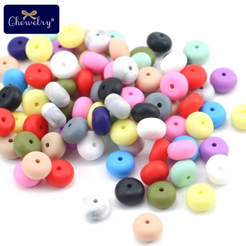 50PC 40mm Baby Silicone Abacus Bead Food Grade Teething Beads DIY Necklace Pacifier Chain Crafts Teether Loose Bead Baby's Goods