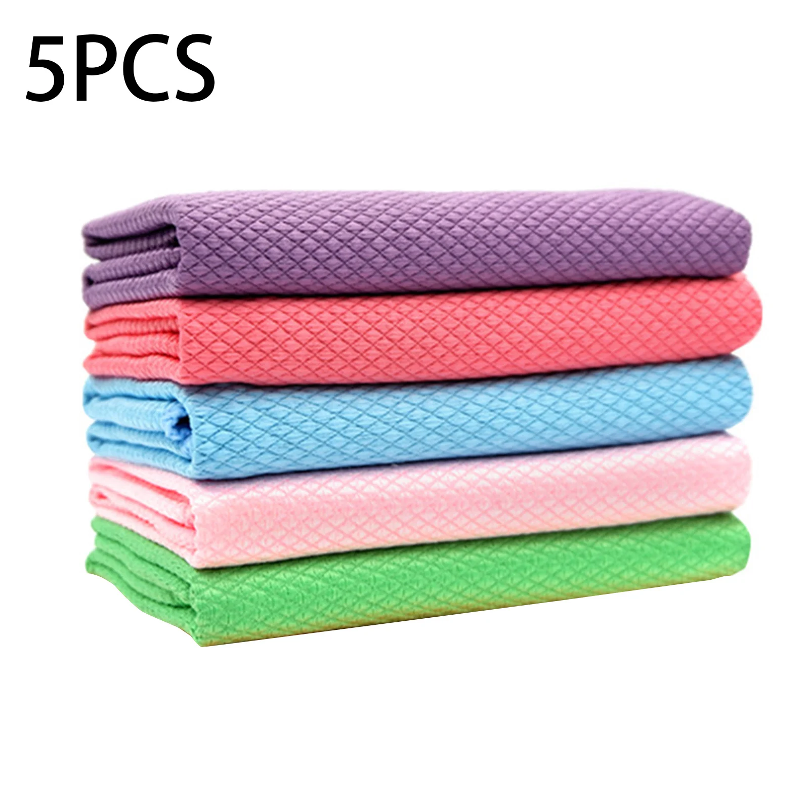 5/10pcs Wave Pattern Fish Scale Cloth Rag Absorbent Dish Cloth Kitchen Cleaning Cloth Wipes Table For Glass Washing Wiping Rag