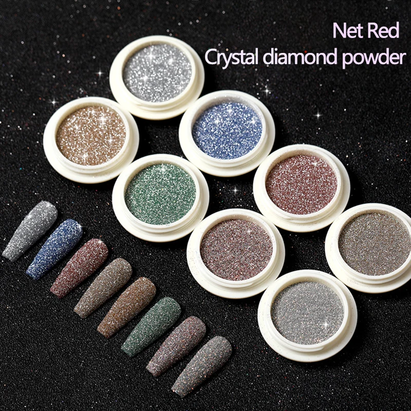 

NEW 8Colors/Set Rainbow Glitter Fine-Ultra reflection Glitter Powder ,Reflective Nail Glitter Powder Holographic Nail Dust