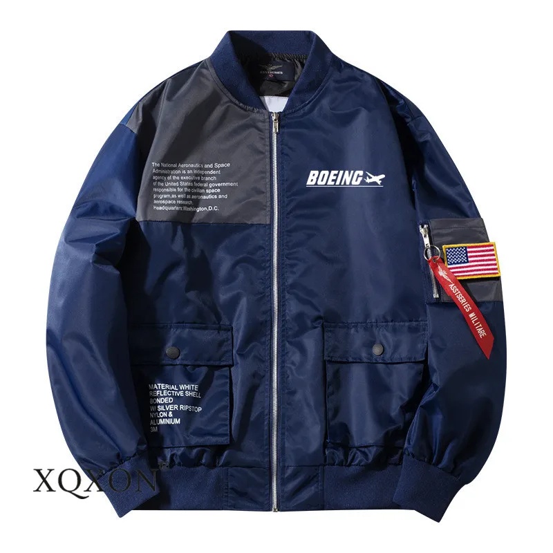 XQXON Us/Eu Размер 2021 Повседневная Новая мужская куртка на молнии с принтом Боинг Ma1