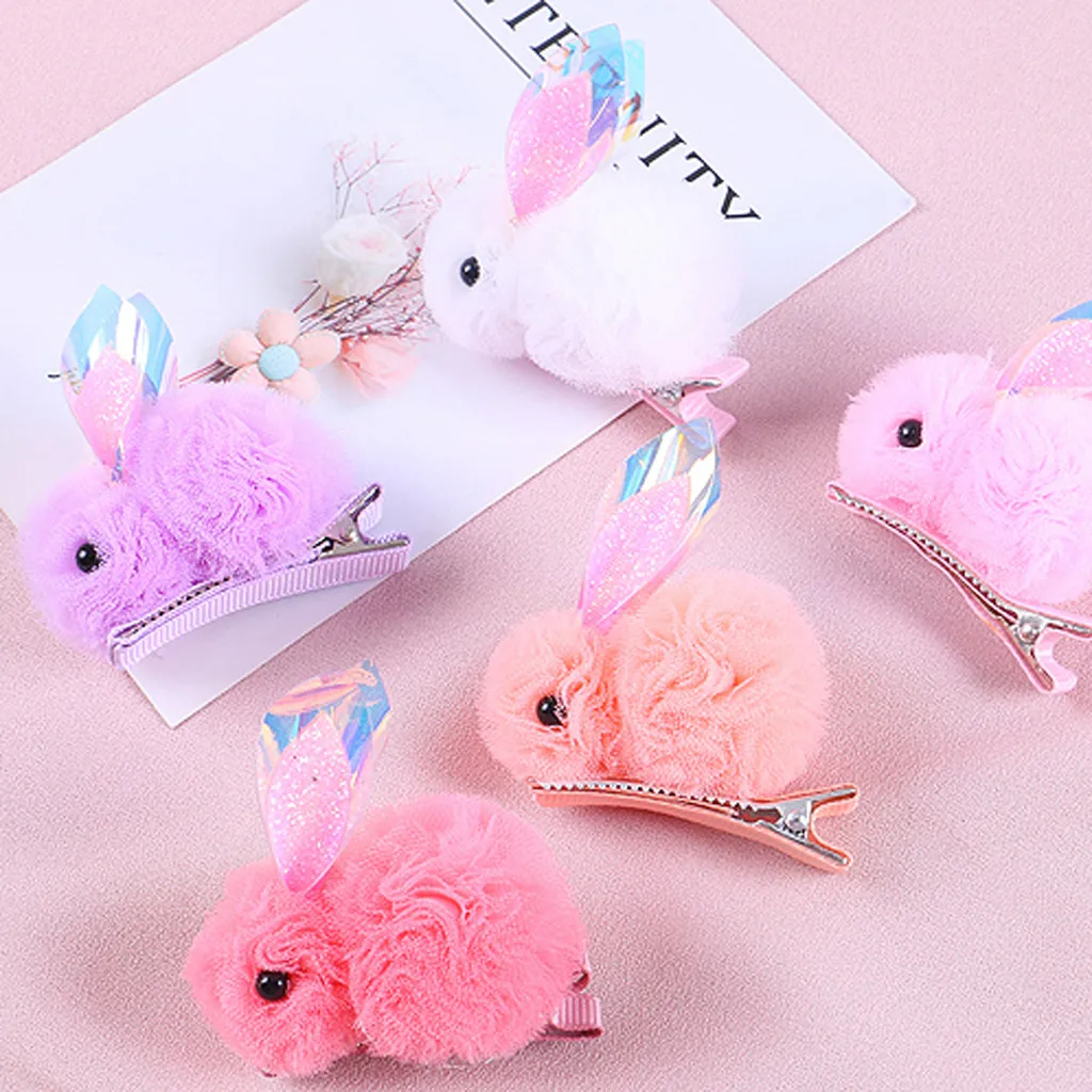 Детские заколки для волос с мультипликационным объемным цветным плюшевым