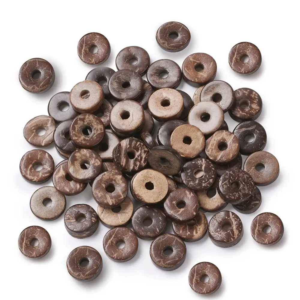Бусины из кокоса натуральные плоские круглые 100 шт. 9 мм 12 разделители для