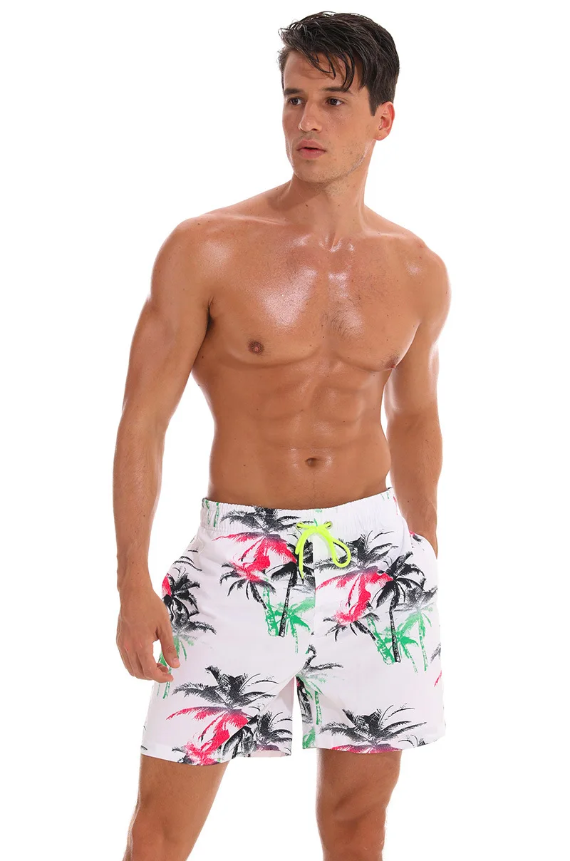 Мужские летние спортивные быстросохнущие пляжные шорты бермуды с принтом