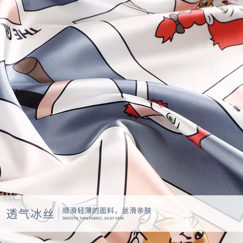 Pajamas for Women Summer Suit Ice Silk Short-sleeved Two-piece Suit Cute Cartoon Sweet Loose Home Clothes Outside Sleepwear