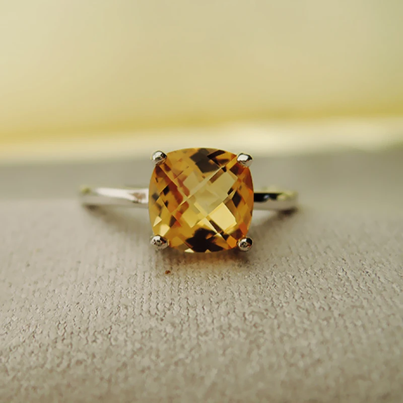 Женское кольцо из серебра 100% пробы с цитрином|silver citrine ring|jewelry wedding ringsjewelry rings |