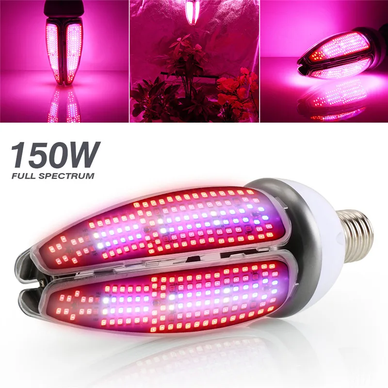 

150 Вт Светодиодный светильник для выращивания растений E27 E40, лампа с полным спектром AC85-265V, питолампия для комнатной гидропоники