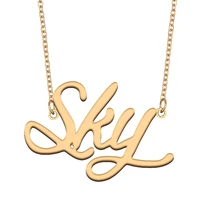 sky name necklace for women stainless steel jewelry gold plated nameplate pendant femme mother girlfriend gift