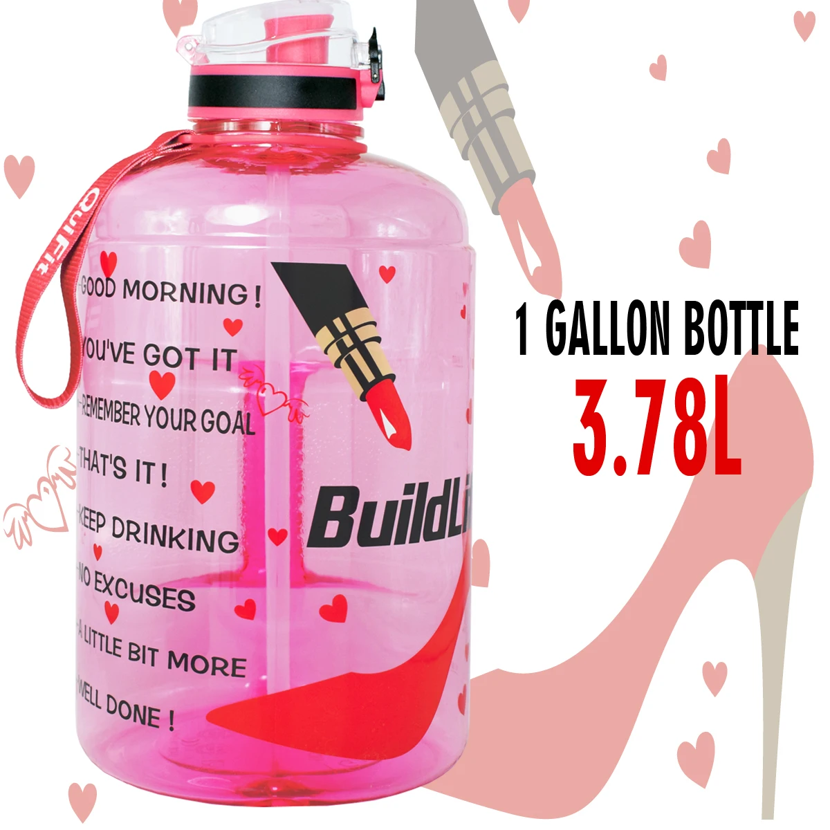 Ladies Pumps QuiFit 128 унций 73 унций 43 унций Спортивная большая галлонная бутылка для воды с фильтром для фруктов без бисфенола, бутылка для напитков, кувшин, тыква, тренажерный зал, туризм - Цвет: Ladies Pumps