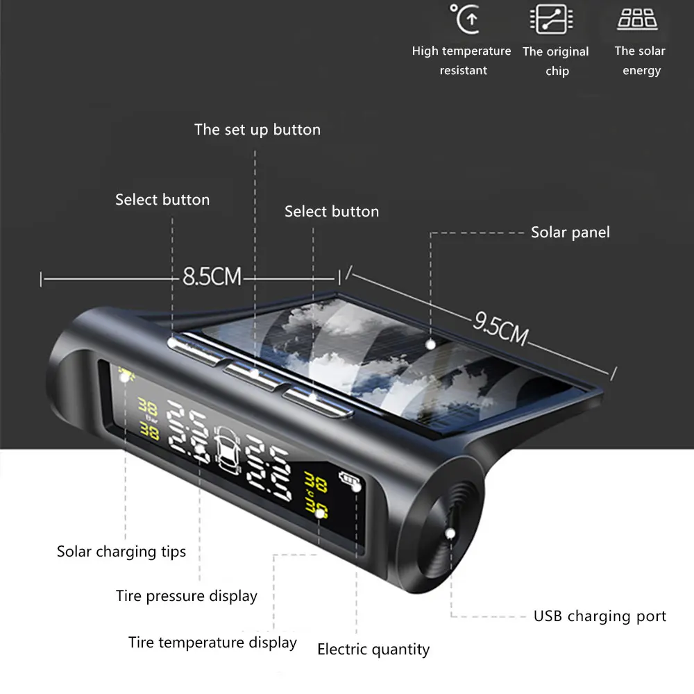 Лидер продаж онлайн миниатюрный датчик давления в шинах TPMS/монитор Солнечный
