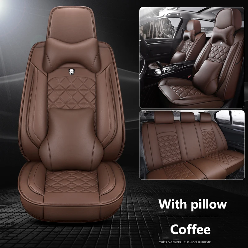 Coffee pillow Универсальные кожаные чехлы для автомобильных сидений для Toyota Corolla Camry Rav4 Auris Prius Yalis Avensis Alphard 4Runner Hilux - Название цвета: Coffee pillow