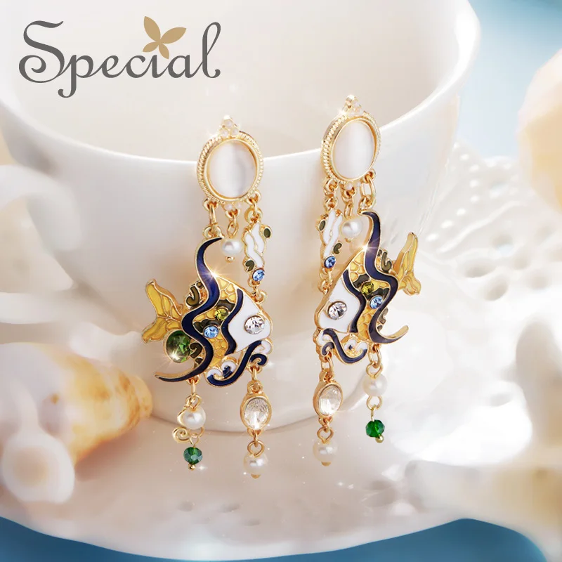 Специальные брендовые эмалевые серьги "Большой капля Длинные Винтажные украшения" подарки для женщин S1806E on.