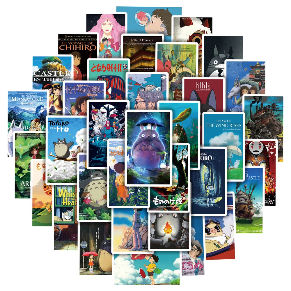 103050pcs japanese anime stickers aesthetic ghibli hayao miyazaki spirited away princess totoro cartoon kid toy sticker packs free global shipping