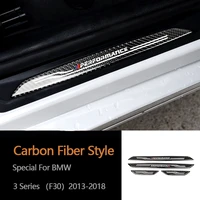 carbon fiber car door sill scuff plate guard decoration strips fits for bmw f30 320i 3 series car accessories