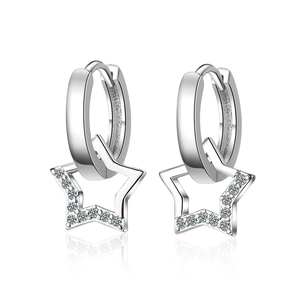 

Женские корейские сережки-шпильки с кристаллами и звездой, ювелирное изделие геометрической формы из стерлингового серебра 925 пробы, eh1085