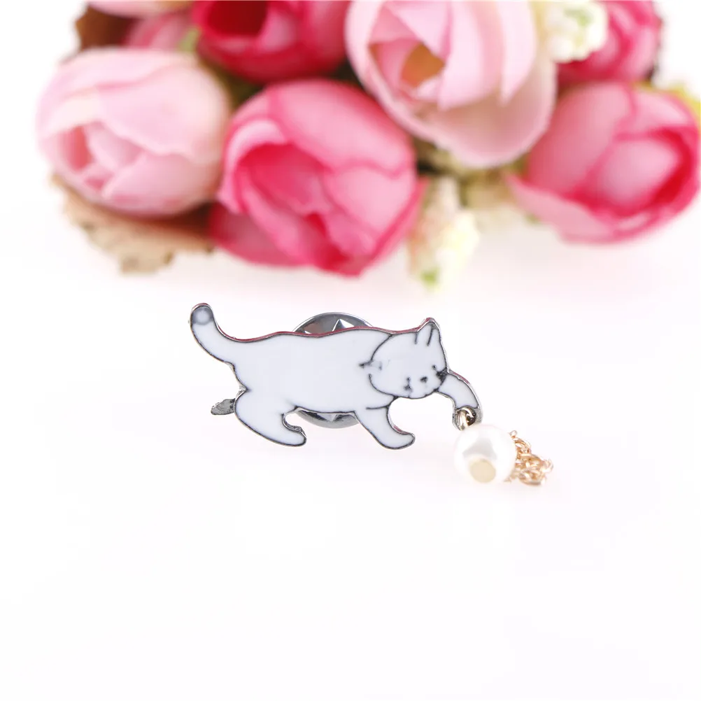 Эмалированная брошь в виде милого кота форме шара значки с искусственным