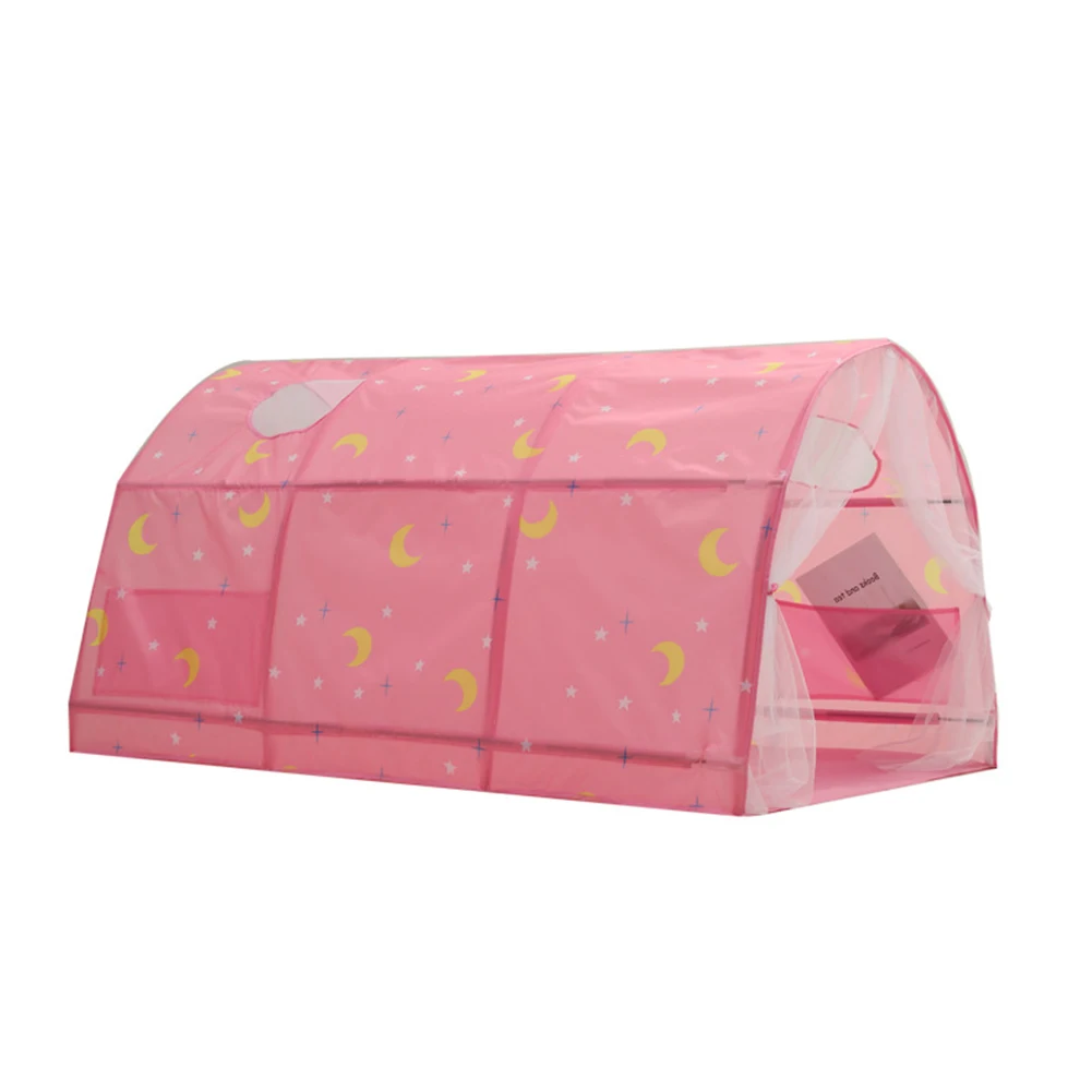 

Boys Girls Folding Inner Pocket Portable Double Net Curtain Games Kids Play Tent With Top Window Cute Cartoon Playhouse Garden
