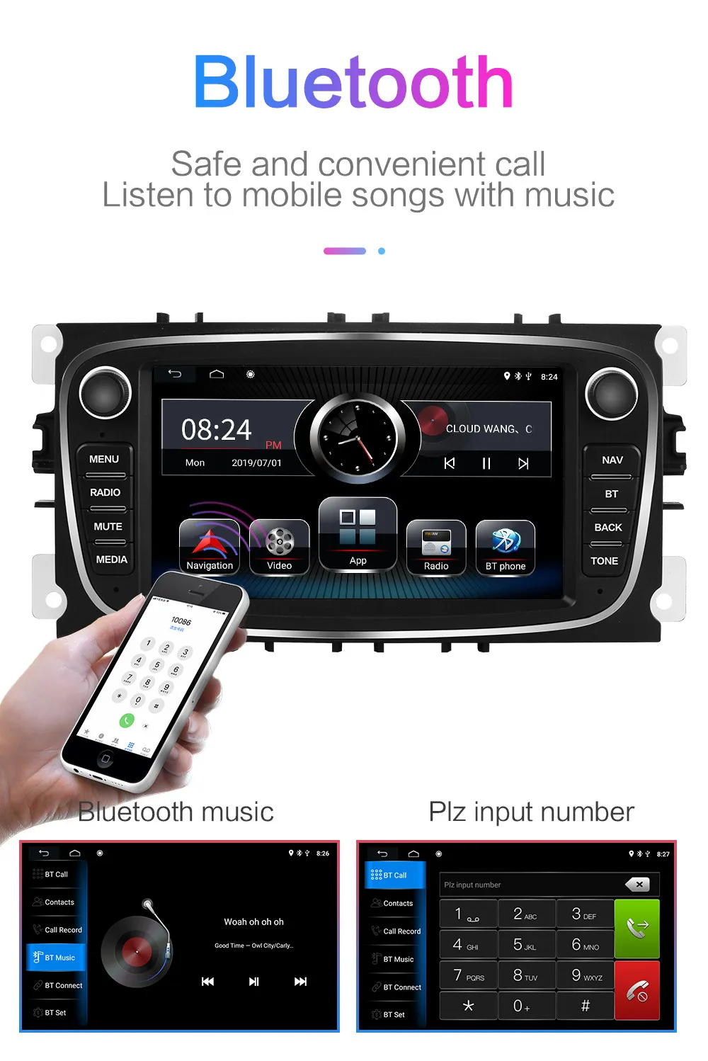 2Din Android 9,0 автомобильный Радио мультимедийный плеер для Ford Focus S-Max Mondeo 9 Galaxy C-Max II Kuga gps навигация 2G ram