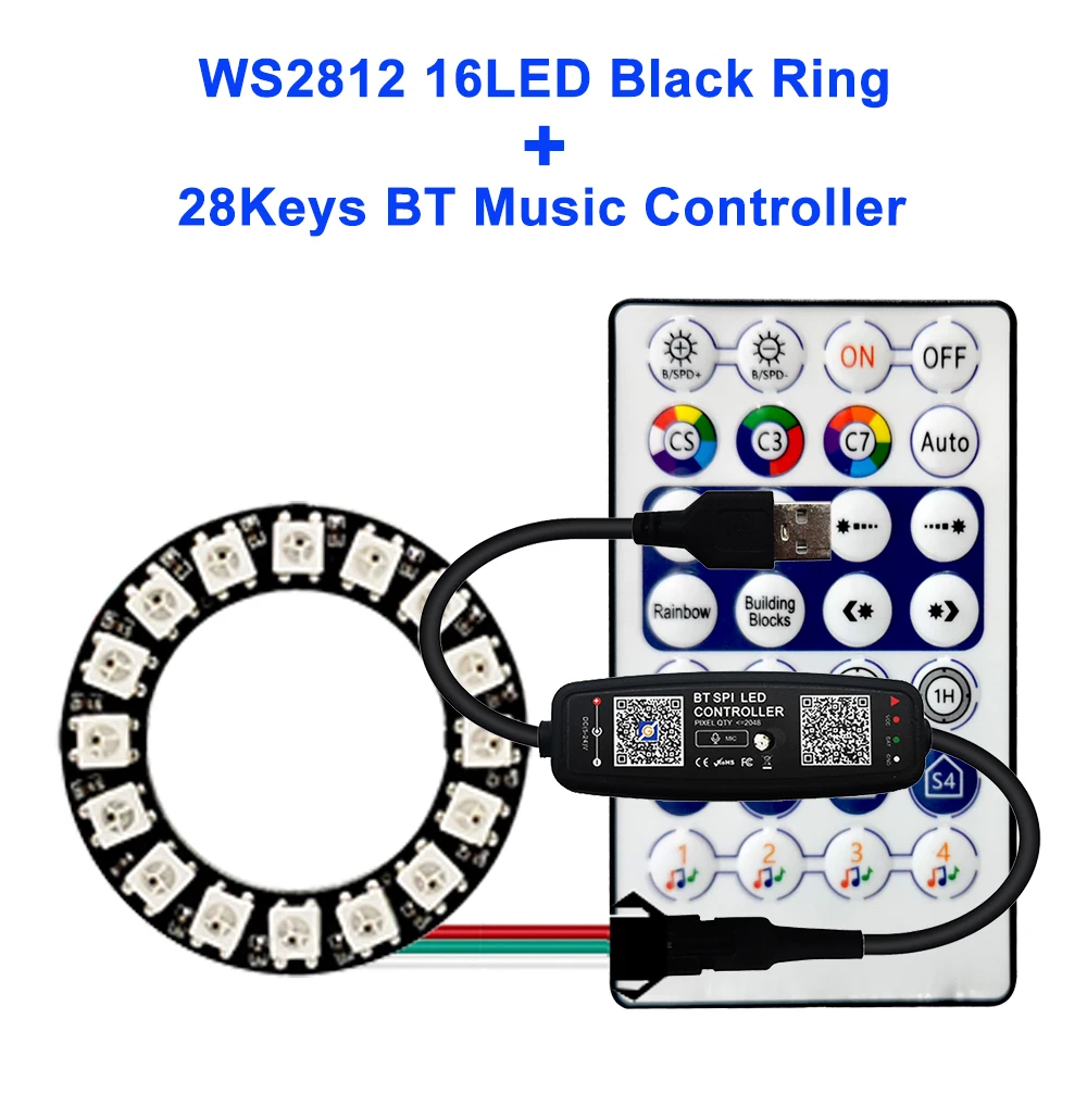 

FUNZENXIN Светодиодное кольцо RGB 28 клавиш Bluetooth