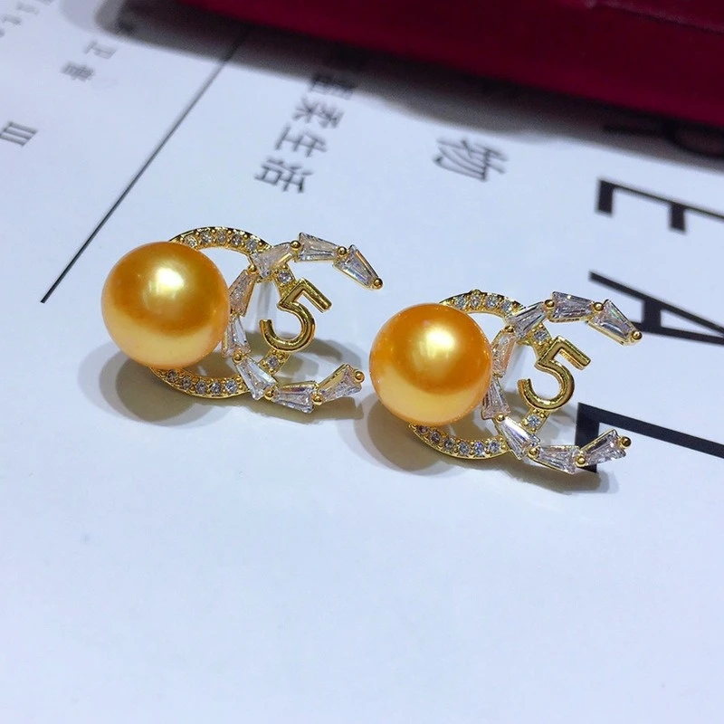 

Freshwater Pearl Ear Studs Women's Summer Korean Style 8-9mm Unique Fashion Stylish and Personalized