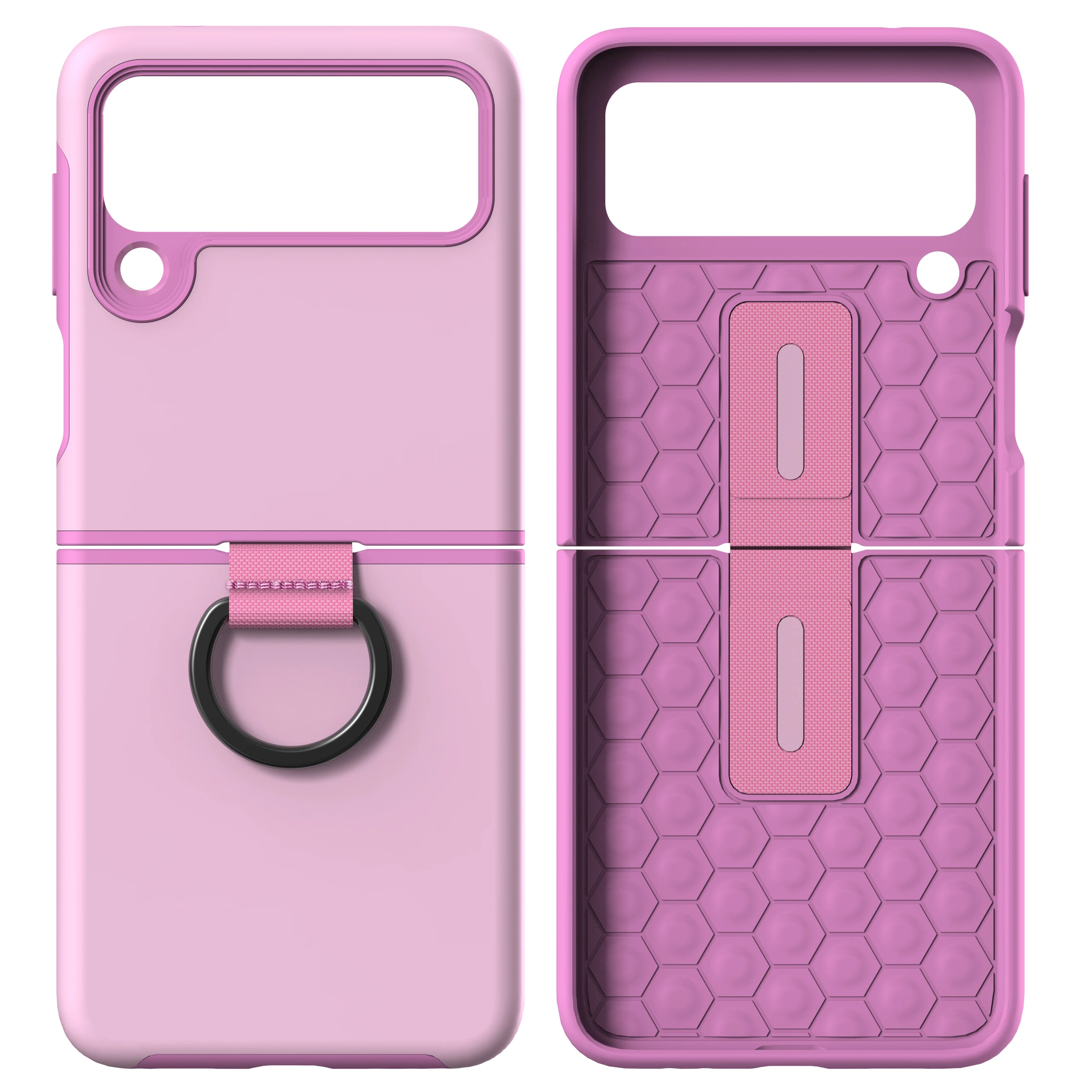 

2-in-1 Armor Ring Holder Frosted Hard Camera Len Protection Phone Case for Samsung Galaxy Z Flip 3 5G Protective Back Capa Cover