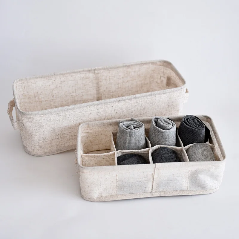 New Fabric Storage Boxes &amp Bins Japanese Style for Socks Underwear Folding Receiving Box Long Basket Linen Organizer | Дом и сад