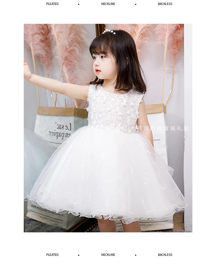 

White Tulle 1 Years Birthday Toddler Girl Baptism Dress Christams Costumes Newborn Baby Princess Vestido Christening Dresses