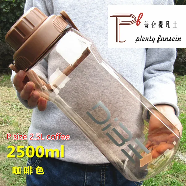 P size 2.5L coffee Лидер продаж, супер большая емкость, компактный портативный чайник для воды, пластиковая бутылка для чая, напитков, 1.5L/2L/2.5L/3L - Цвет: P size 2.5L coffee