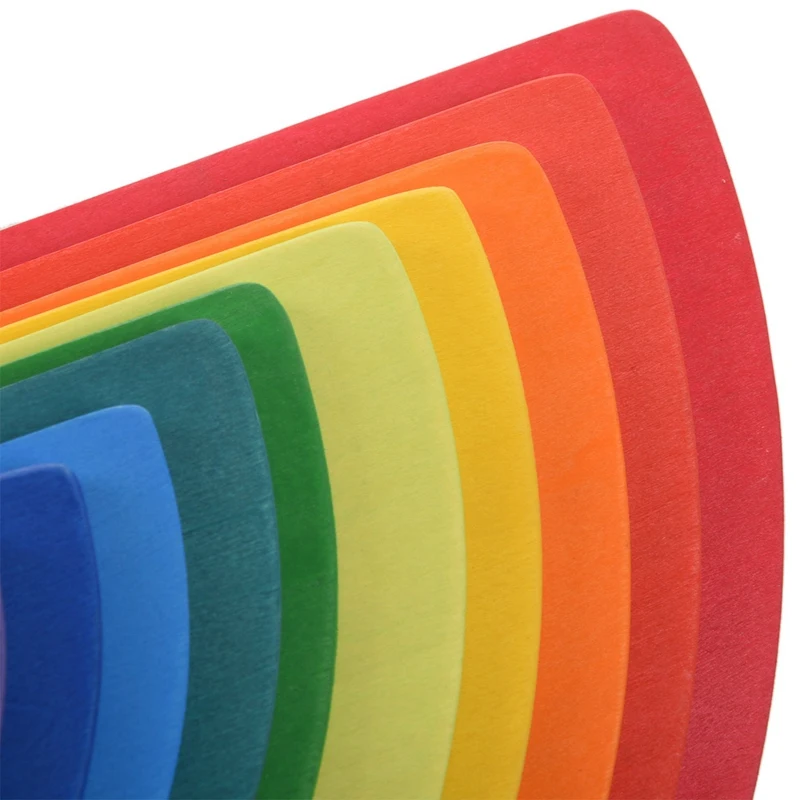 

Semicircle Rainbow Blocks Wooden Toys Building Decoration for Kids Early Learning Wooden Toy 11 Pieces
