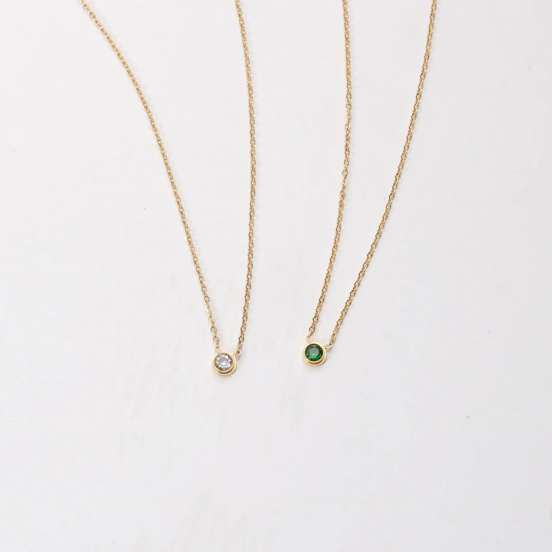 

Stainless Steel Jewelry Green & White Dainty Zirconia Pendant Necklace For Women