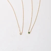 stainless steel jewelry green white dainty zirconia pendant necklace for women