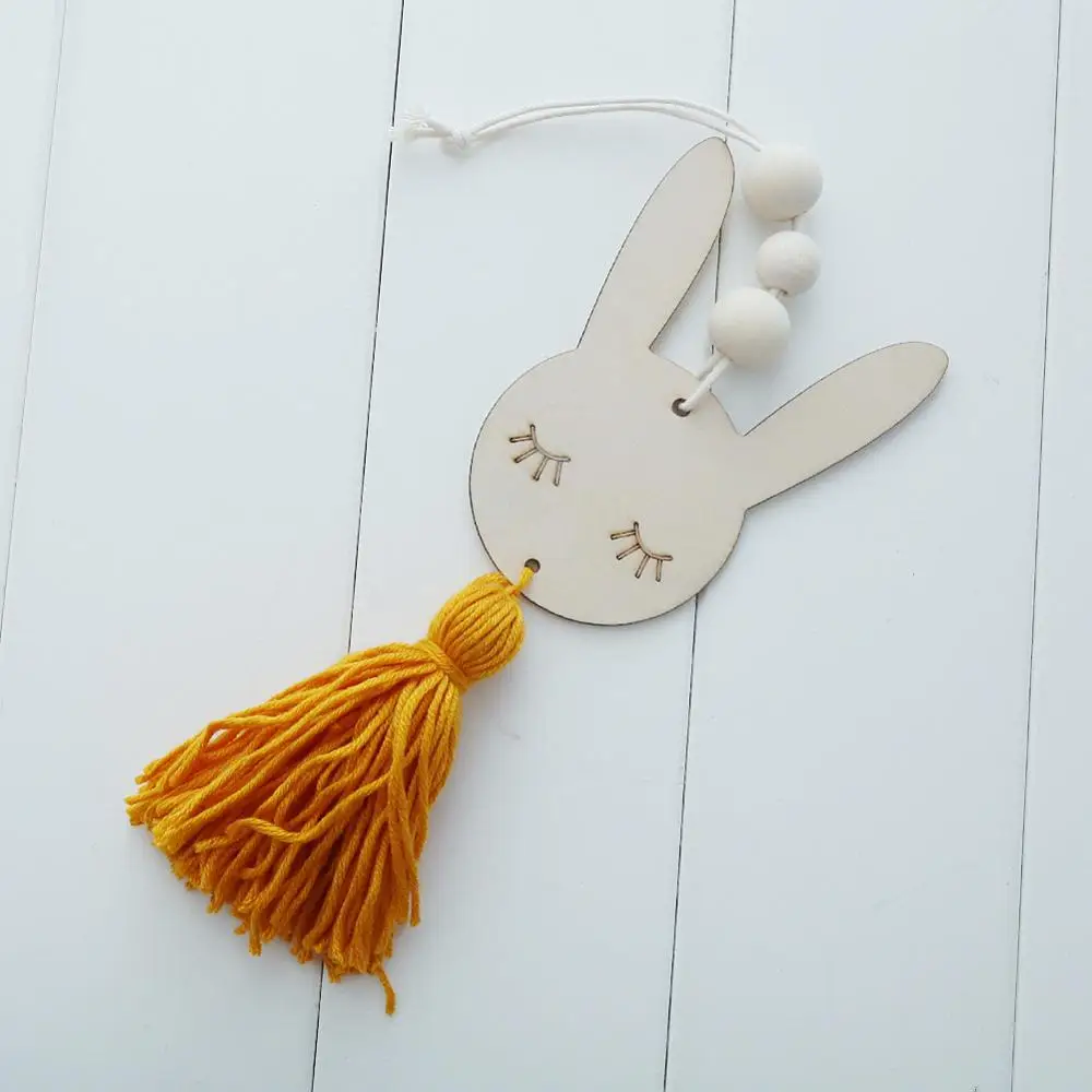 yellow - rabbit Скандинавский стиль в форме симпатичной звезды деревянные бусины с кисточкой детская комната настенные декорации орнамент для фотографии - Цвет: yellow - rabbit