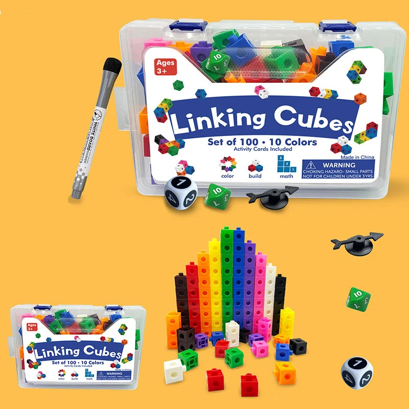 

Math Toys Homeschool Early Educational Stacked Multilink Linking Cubes Counting Snap Learning Blocks for Children