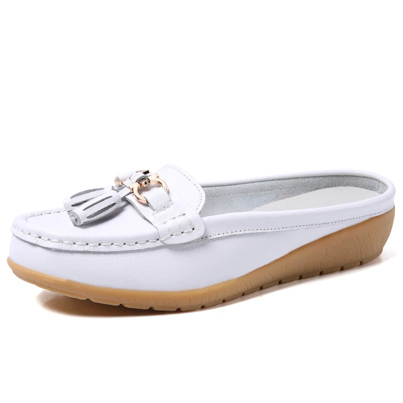 Туфли женские кожаные без застежки лоферы плоская подошва повседневная обувь