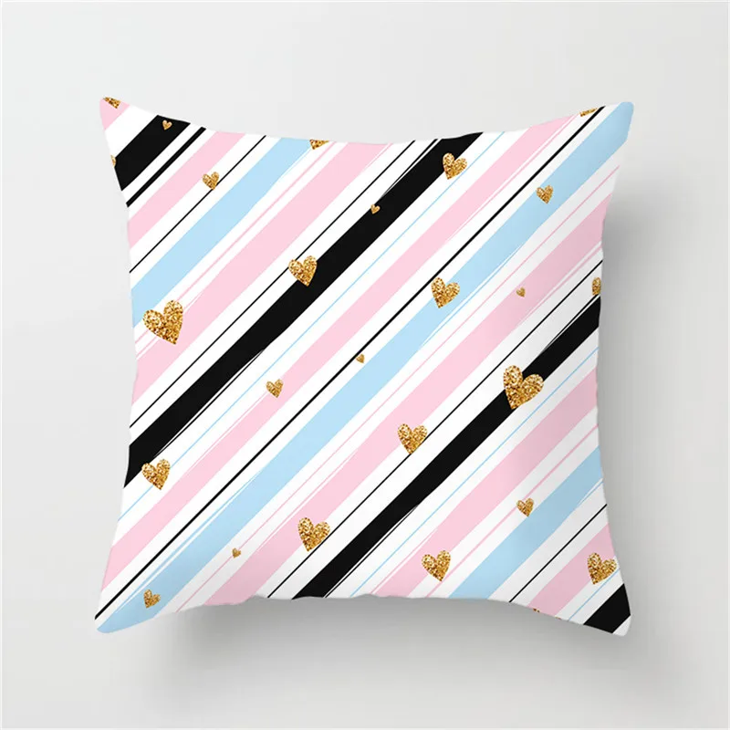 Fuwatacchi белая полосатая подушка крышка Золотое Сердце Печатные Чехлы на