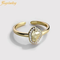 fengxiaoling 925 sterling silver irregular smooth mosaic zircon opening rings for women trendy elegant fine jewelry gift 2021