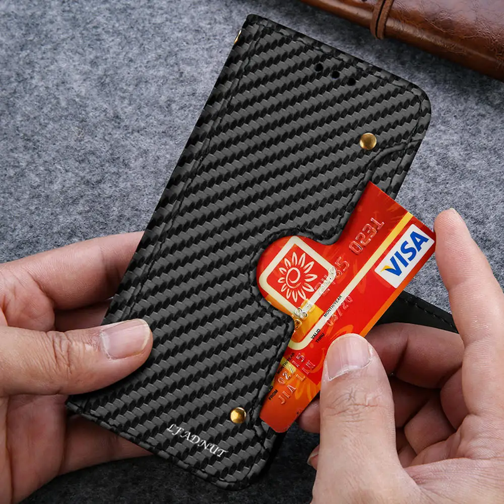 Кожаный чехол кошелек из углеродного волокна для Samsung Galaxy S10 S8 S9 Plus S7 edge Роскошный