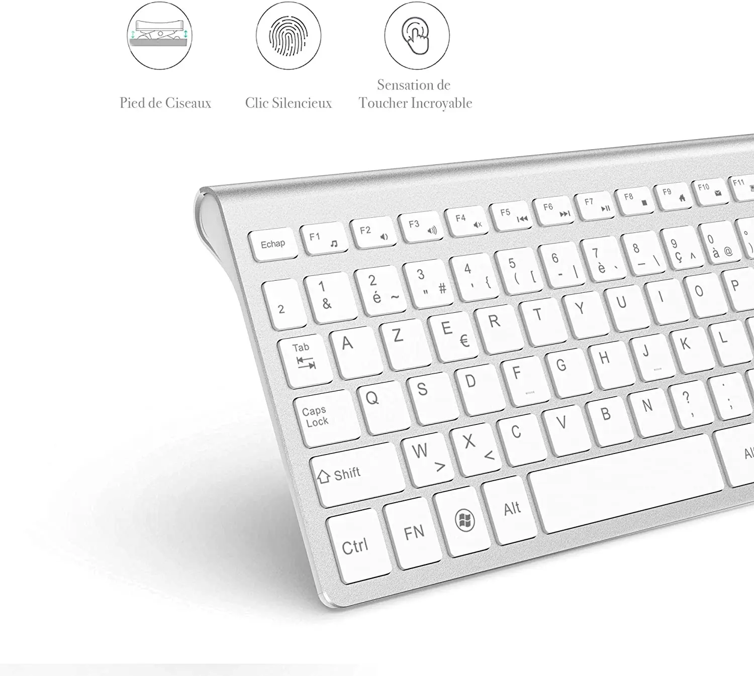 azerty french 2 4g wireless keyboard mouse ergonomic compatible with imac mac pc laptop tablet computer windows silver white free global shipping