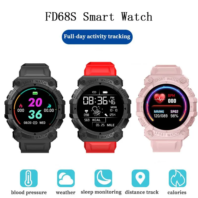 

FD68S Smart Watch Bluetooth-compatible Fitness Tracker Sports Watch Heart Rate Monitor Blood Pressure Smart Bracelet for Android
