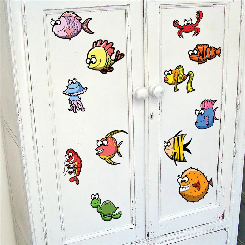 

Sealife Fish Whale Wall Stickers For Kids Room Bathroom Decoration Cartoon Animal Mural Art Diy Pvc Under Water Wall Decal